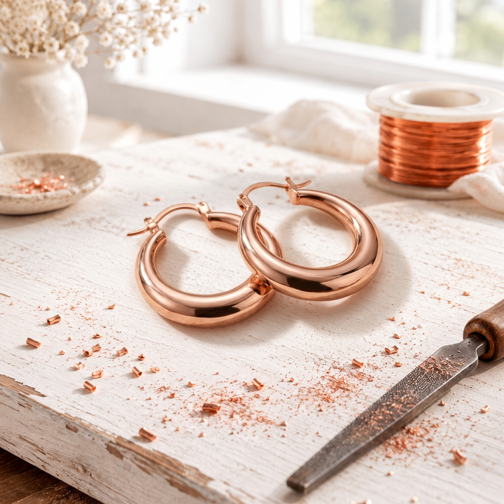 Elara Copper Hoop Earrings